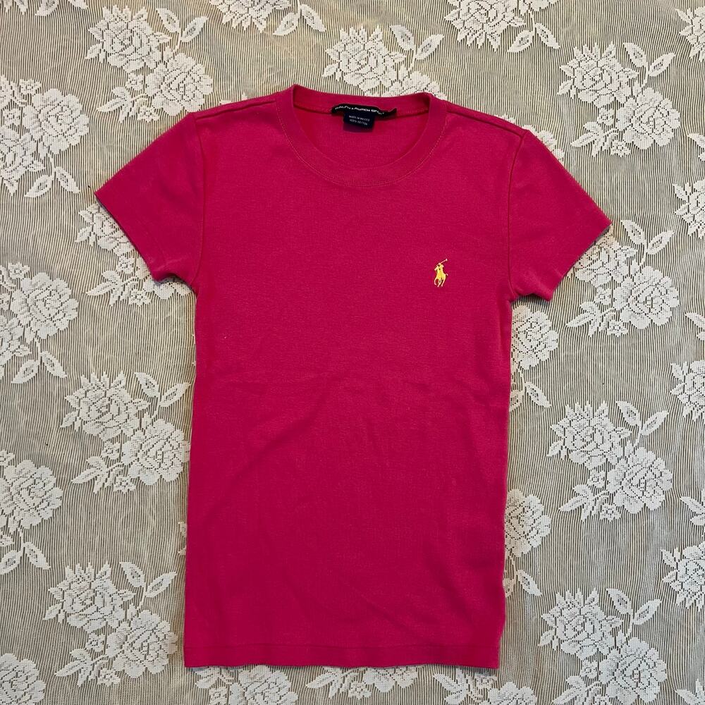 Vintage Ralph Lauren Sport Hot Pink Baby Tee Size S